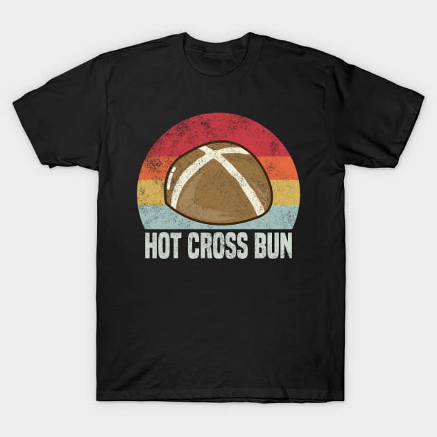 Hot Cross Bun Easter Retro Vintage 1970s T-Shirt by KawaiinDoodle